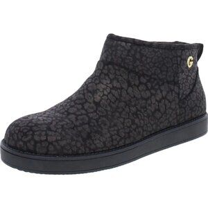 NEW GBG‎ Los Angeles Alena Faux Fur Slip-On Ankle Boots Black/Gold Size 6.5